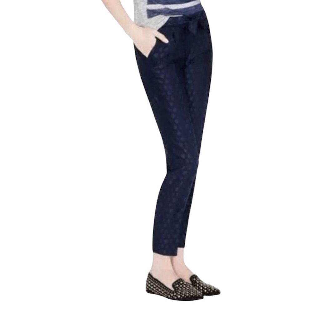 J.Crew Women's City Fit Skimmer Pants Polkadot Navy Blue Size 4